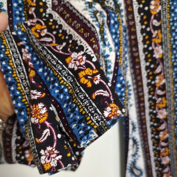 ShoSho Boho Striped Paisley Floral Women's Bell Bottom Stretch Pants - Picture 5 of 9